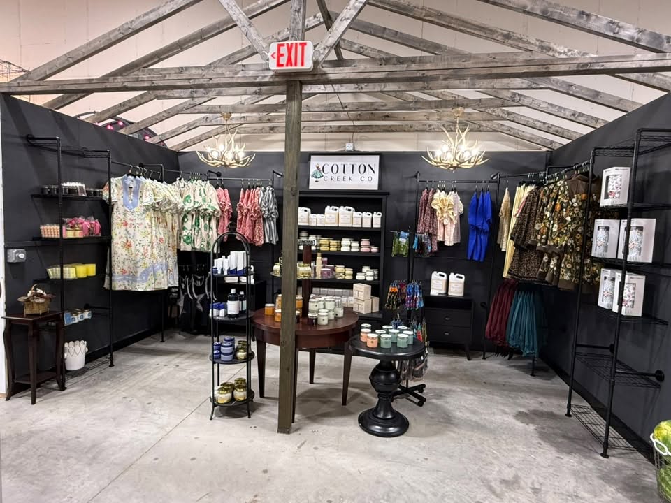 Cotton Creek Co handmade candles and floral dresses booth